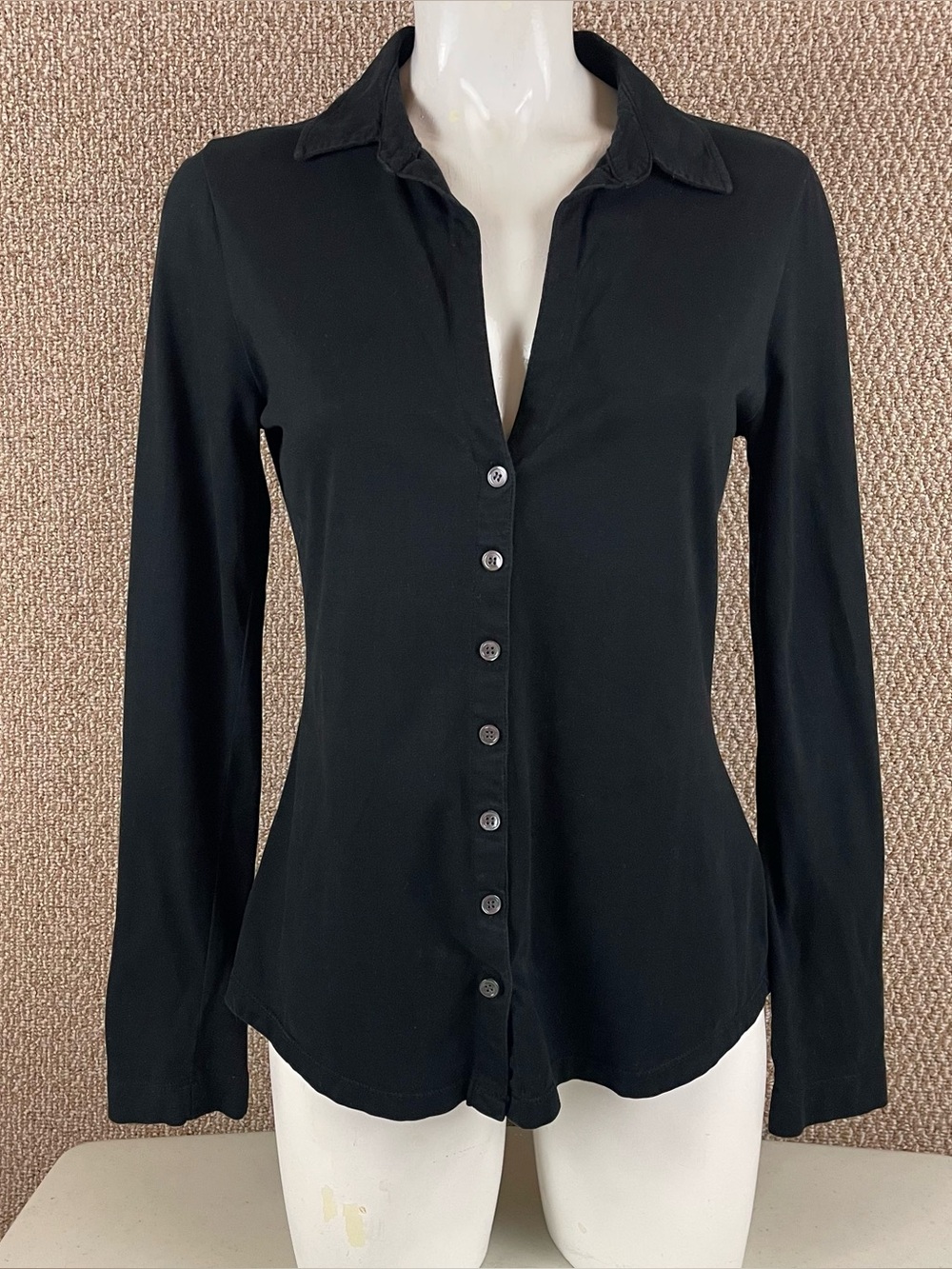 James Perse Standard Shirt Women's 4 XL Button Down Black Long Sleeve Cotton C20